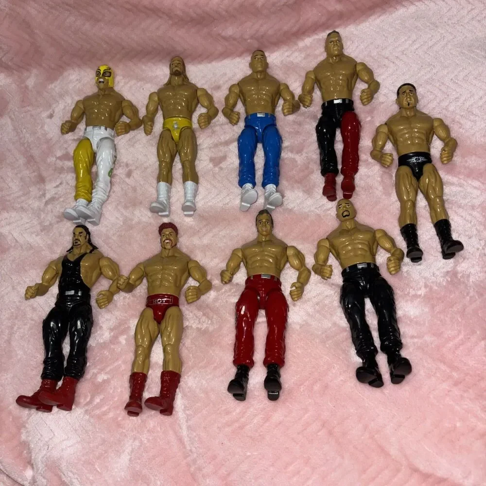 Wrestling Action Figure Lot of 9 WWE Style Wrestlers Rey Mysterio undertaker